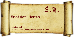 Sneider Menta névjegykártya